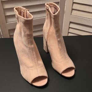 Women's Peep-Toe Ankle Boots - Blush Pink